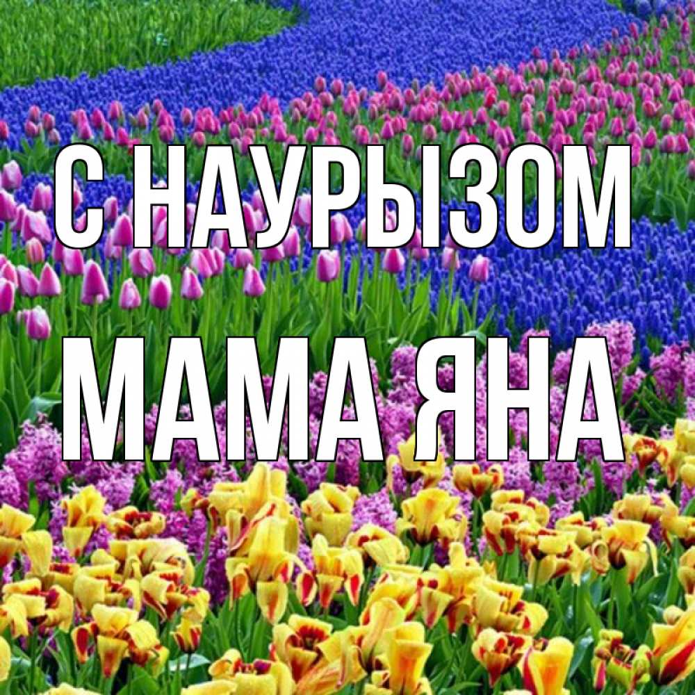 Открытка на каждый день с именем, Мама-Яна С наурызом цветы Прикольная открытка с пожеланием онлайн скачать бесплатно 