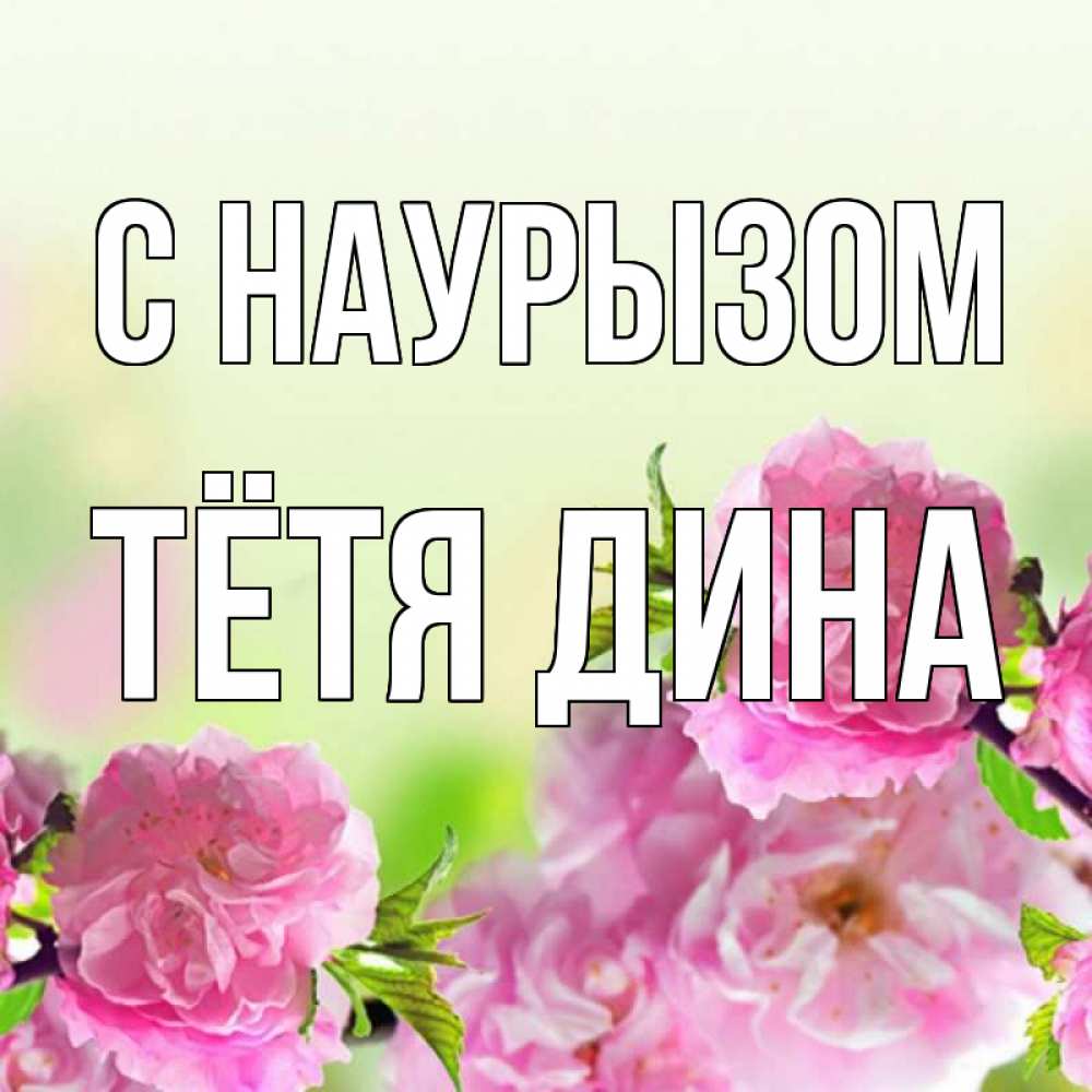 Открытка на каждый день с именем, Тётя-Дина С наурызом цветы Прикольная открытка с пожеланием онлайн скачать бесплатно 