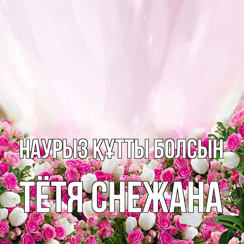 Открытка на каждый день с именем, Тётя-Снежана Наурыз құтты болсын под снегом Прикольная открытка с пожеланием онлайн скачать бесплатно 