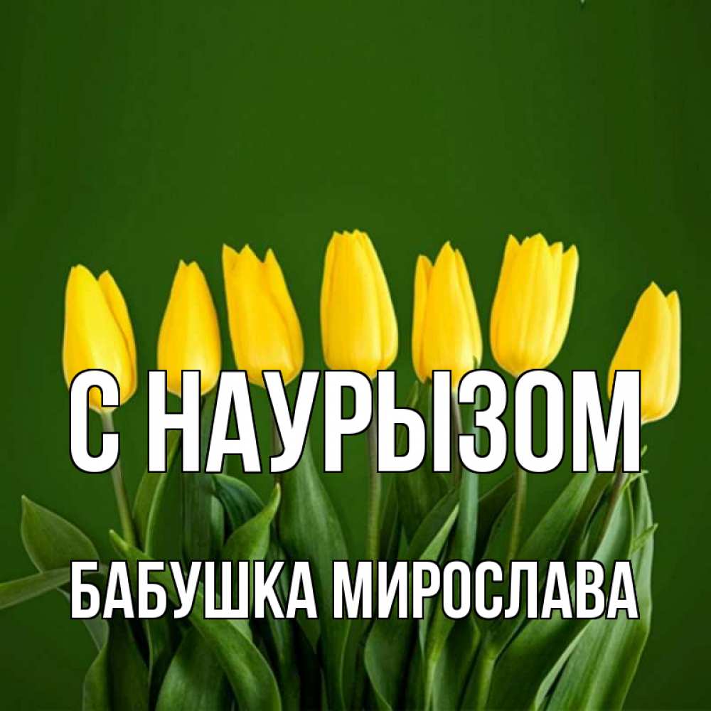 Открытка на каждый день с именем, Бабушка-Мирослава С наурызом желтого цвета 3 Прикольная открытка с пожеланием онлайн скачать бесплатно 