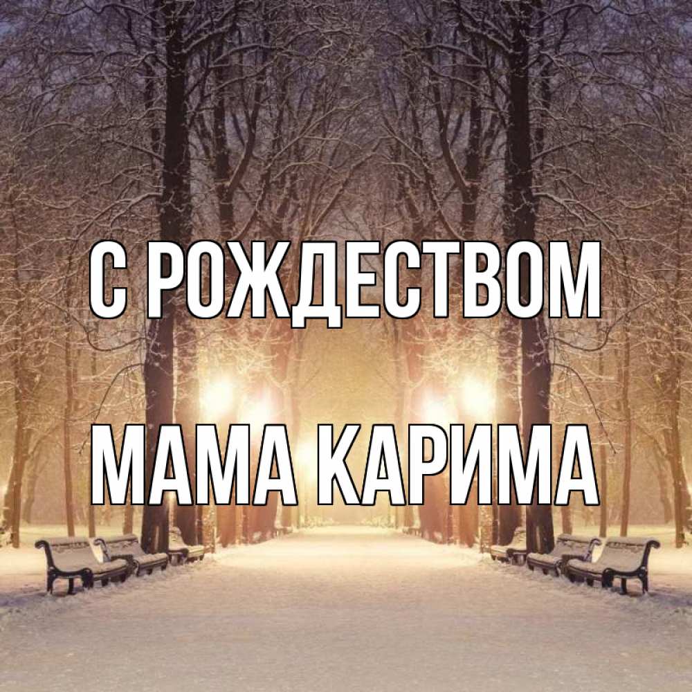 Открытка на каждый день с именем, Мама-Карима С рождеством зима, парк, фонарь, лес Прикольная открытка с пожеланием онлайн скачать бесплатно 
