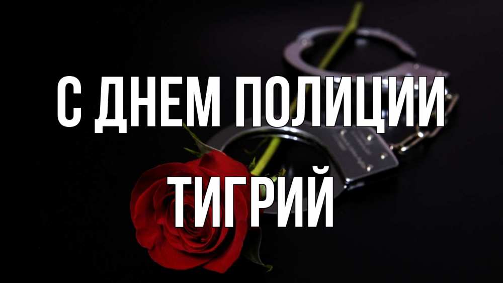 Открытка на каждый день с именем, Тигрий С днем полиции роза и наручники Прикольная открытка с пожеланием онлайн скачать бесплатно 