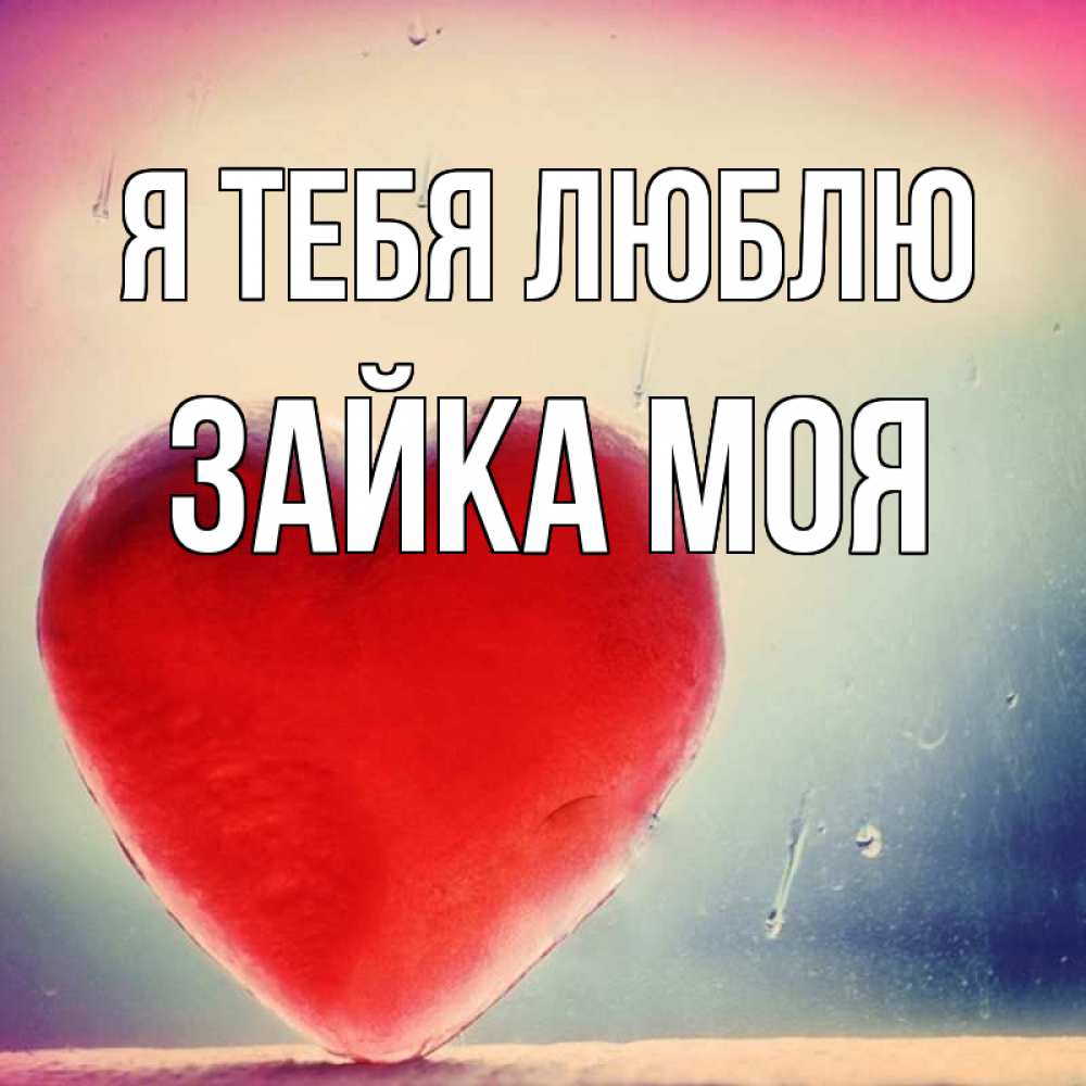 Открытка на каждый день с именем, Зайка-моя Я тебя люблю красное сердечко Прикольная открытка с пожеланием онлайн скачать бесплатно 