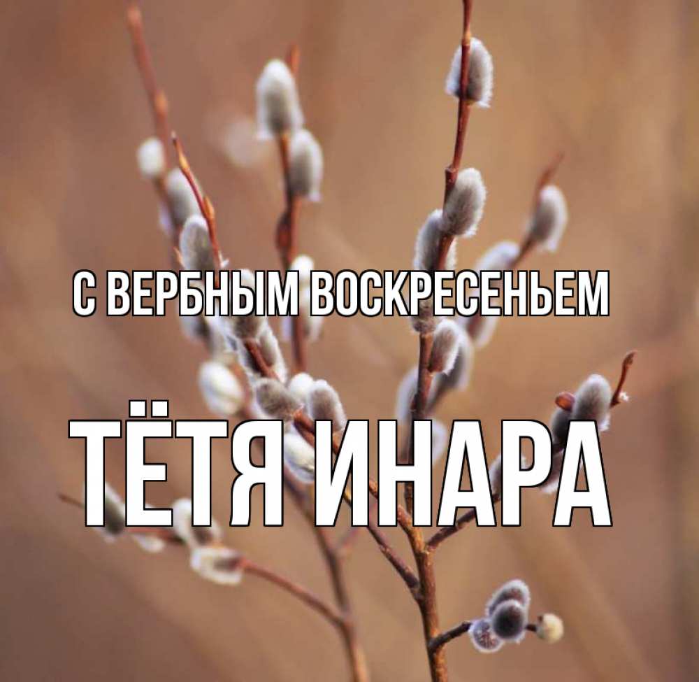 Открытка на каждый день с именем, Тётя-Инара С вербным воскресеньем верба Прикольная открытка с пожеланием онлайн скачать бесплатно 