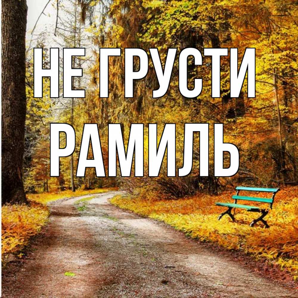 Открытка на каждый день с именем, Рамиль Не грусти зеленая лавочка Прикольная открытка с пожеланием онлайн скачать бесплатно 