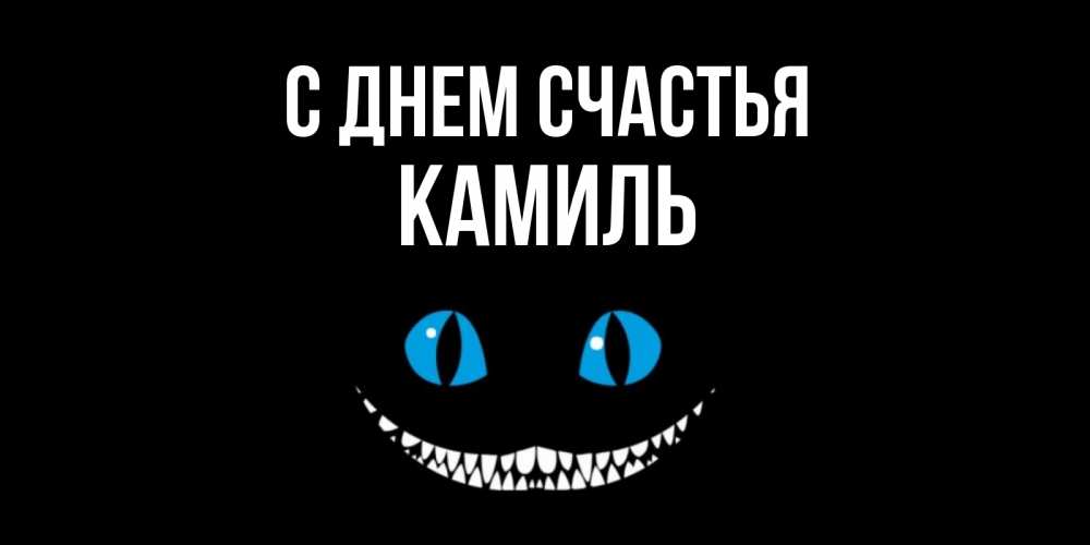 Открытка на каждый день с именем, Камиль С днем счастья кот улыбается Прикольная открытка с пожеланием онлайн скачать бесплатно 