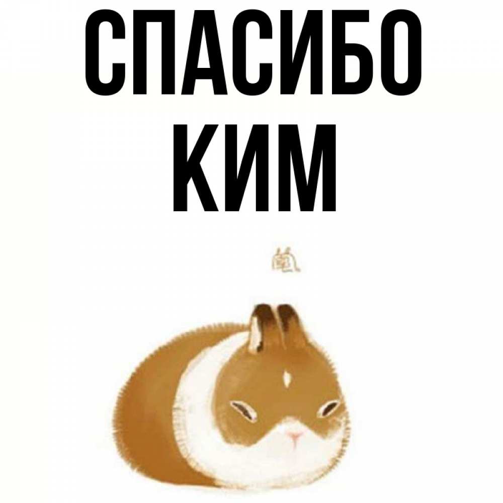 Открытка на каждый день с именем, Ким Спасибо коричнево белый домашний питомец Прикольная открытка с пожеланием онлайн скачать бесплатно 