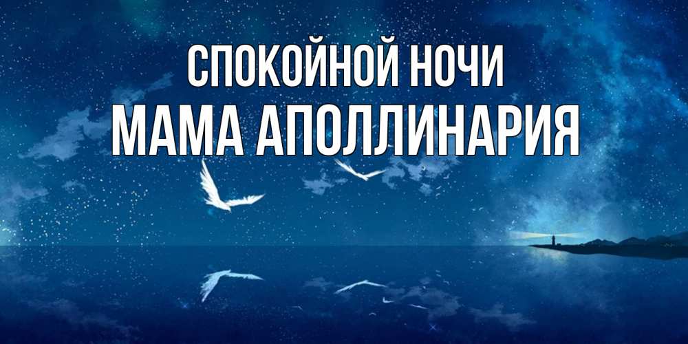 Открытка на каждый день с именем, Мама-Аполлинария Спокойной ночи птицы летят на фоне ночного неба Прикольная открытка с пожеланием онлайн скачать бесплатно 