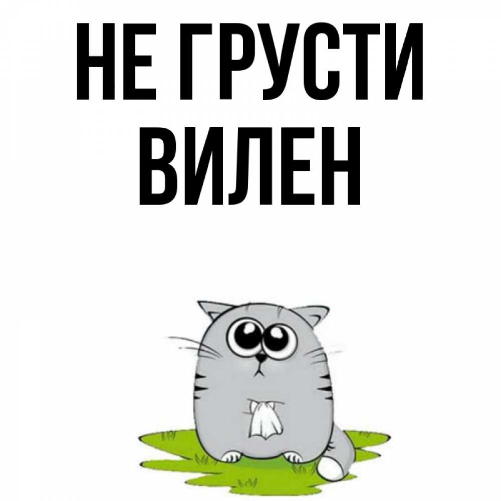 Открытка на каждый день с именем, Вилен Не грусти грустный котяра Прикольная открытка с пожеланием онлайн скачать бесплатно 