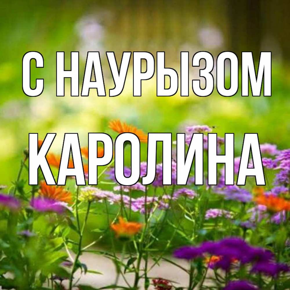 Открытка на каждый день с именем, Каролина С наурызом цветы Прикольная открытка с пожеланием онлайн скачать бесплатно 
