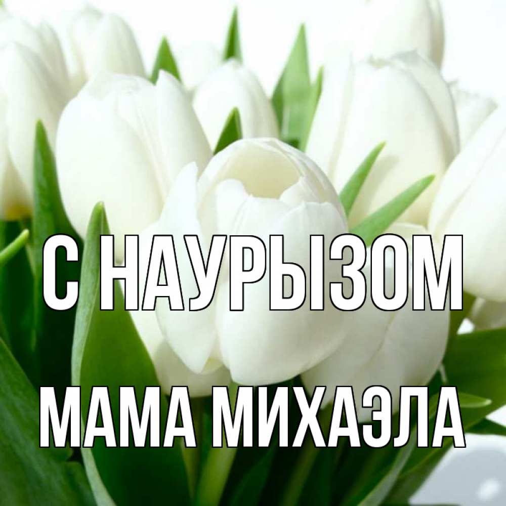 Открытка на каждый день с именем, Мама-Михаэла С наурызом цветы Прикольная открытка с пожеланием онлайн скачать бесплатно 