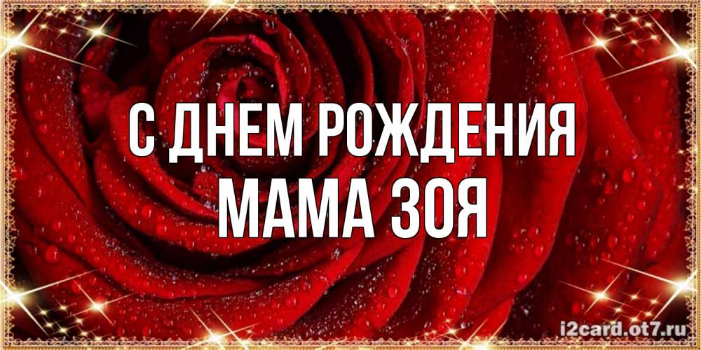 Открытка на каждый день с именем, Мама-Зоя С днем рождения роса на розе блестящая в лучах солнца Прикольная открытка с пожеланием онлайн скачать бесплатно 