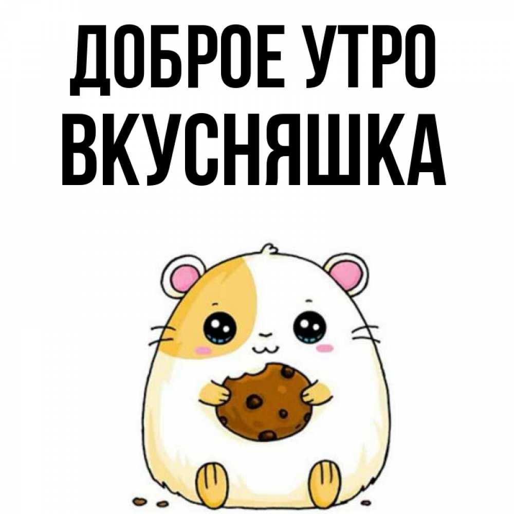 Открытка на каждый день с именем, Вкусняшка Доброе утро есть печеньку. Утречко Прикольная открытка с пожеланием онлайн скачать бесплатно 