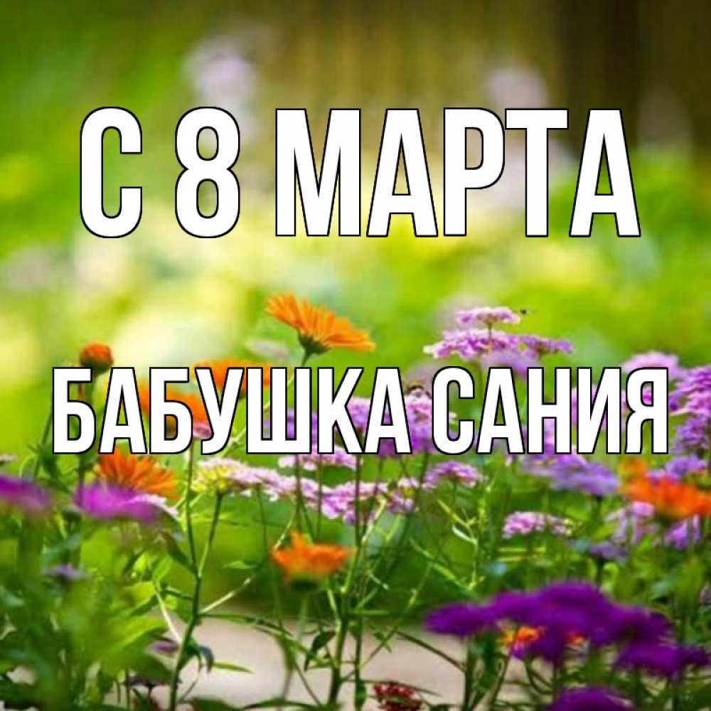 Открытка на каждый день с именем, Бабушка-Сания С 8 марта цветы Прикольная открытка с пожеланием онлайн скачать бесплатно 