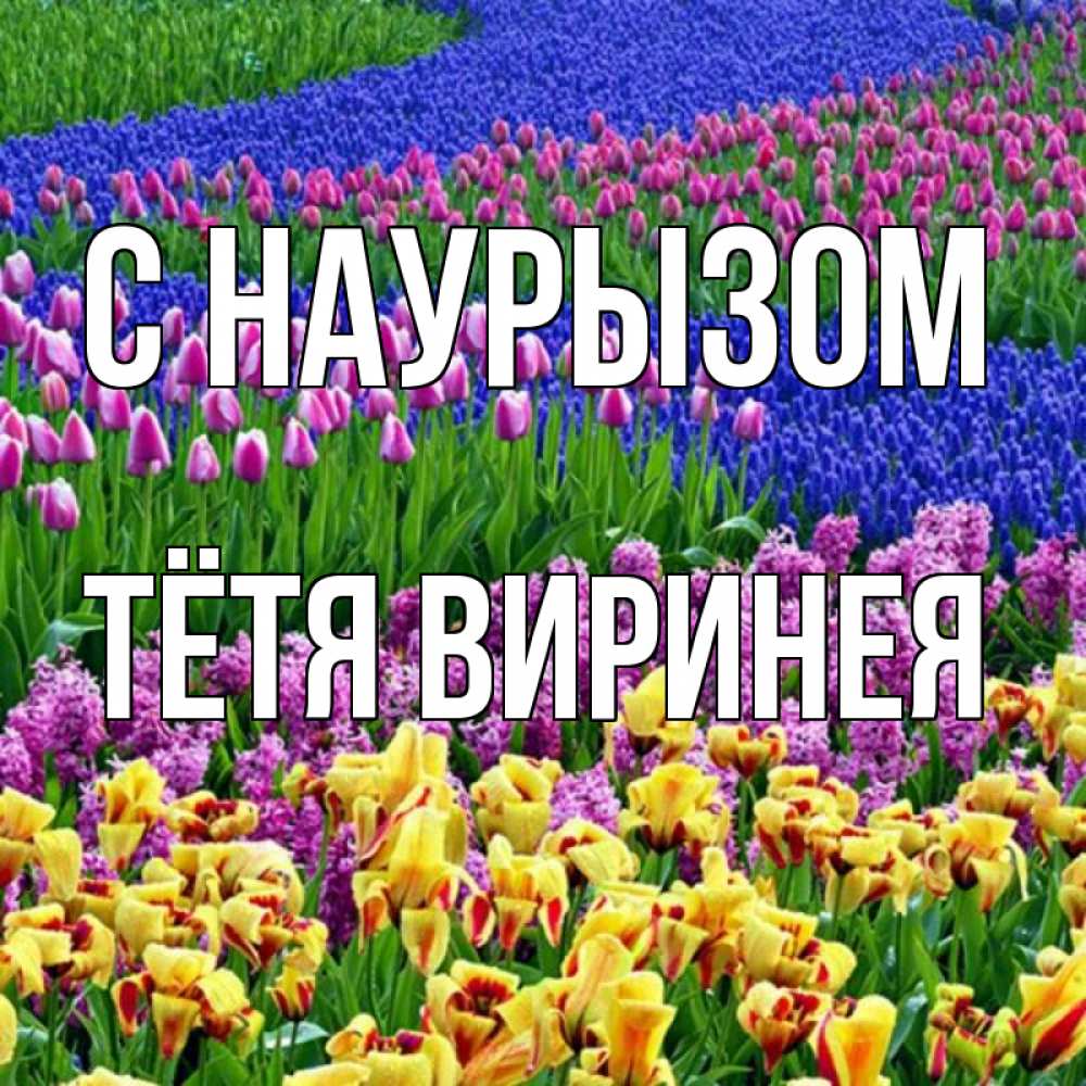 Открытка на каждый день с именем, Тётя-Виринея С наурызом цветы Прикольная открытка с пожеланием онлайн скачать бесплатно 