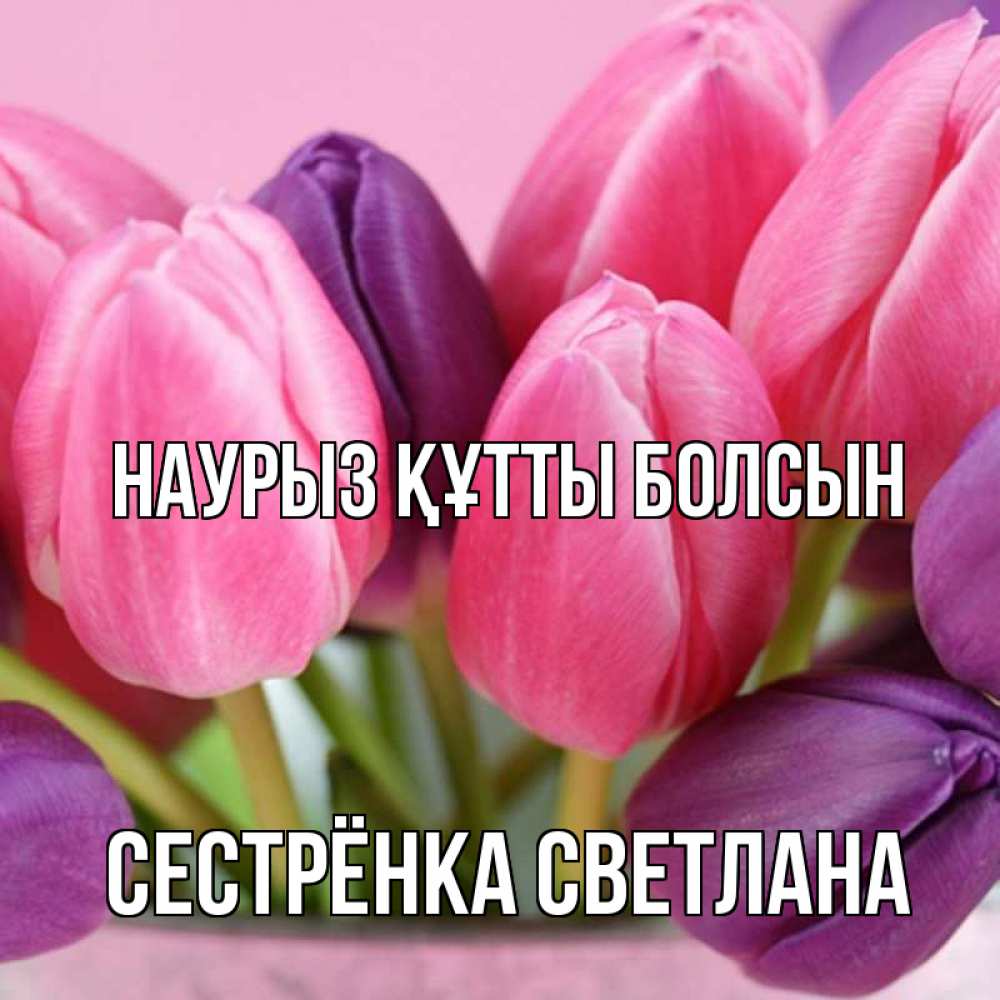 Открытка на каждый день с именем, Сестрёнка-Светлана Наурыз құтты болсын маме 1 Прикольная открытка с пожеланием онлайн скачать бесплатно 
