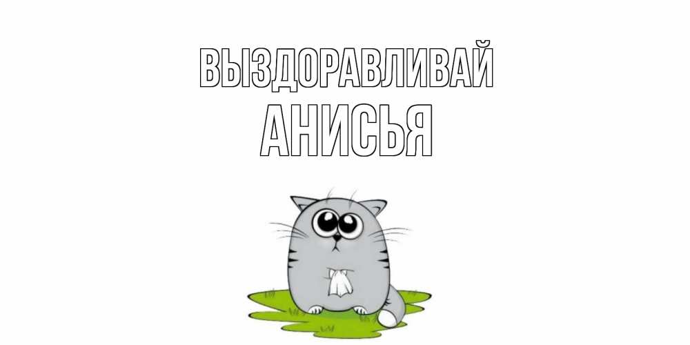 Открытка на каждый день с именем, Анисья Выздоравливай кот и открытки про выздоровление Прикольная открытка с пожеланием онлайн скачать бесплатно 