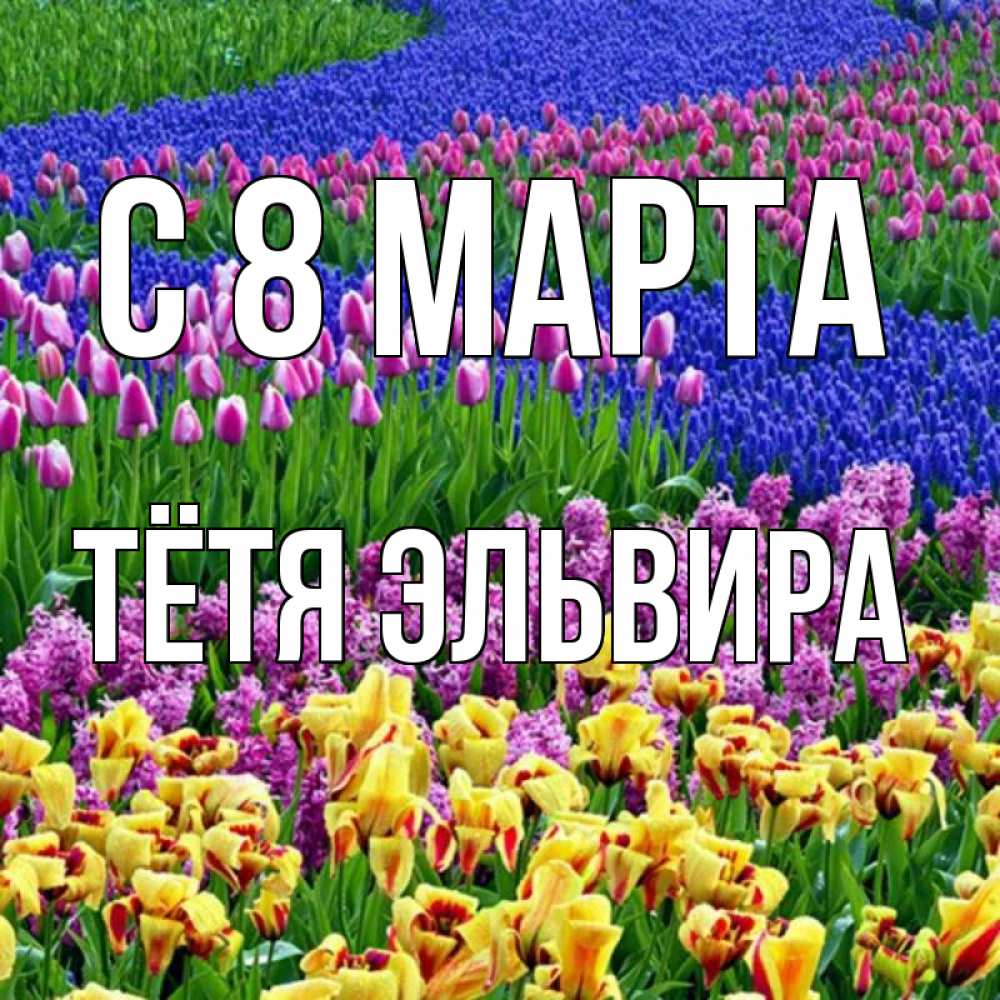 Открытка на каждый день с именем, Тётя-Эльвира С 8 МАРТА цветы Прикольная открытка с пожеланием онлайн скачать бесплатно 