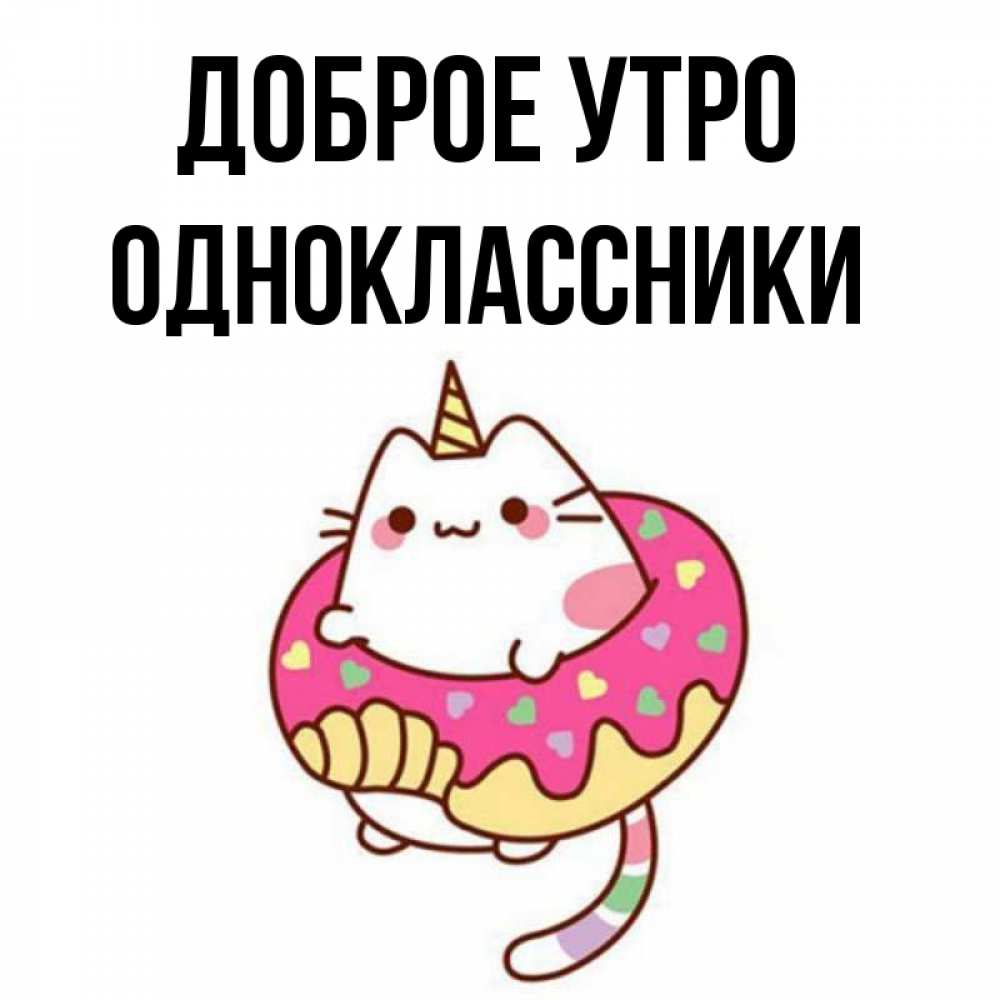 Открытка на каждый день с именем, ОДНОКЛАССНИКИ Доброе утро кот в бублике Прикольная открытка с пожеланием онлайн скачать бесплатно 