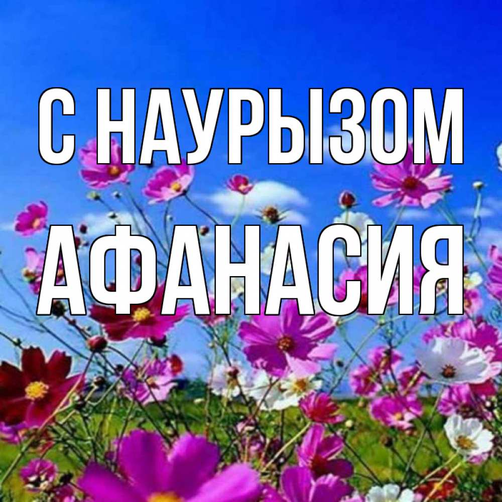 Открытка на каждый день с именем, Афанасия С наурызом цветы Прикольная открытка с пожеланием онлайн скачать бесплатно 