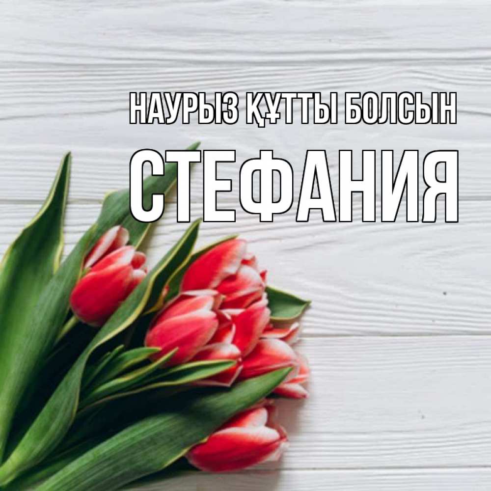 Открытка на каждый день с именем, Стефания Наурыз құтты болсын весна 2 Прикольная открытка с пожеланием онлайн скачать бесплатно 