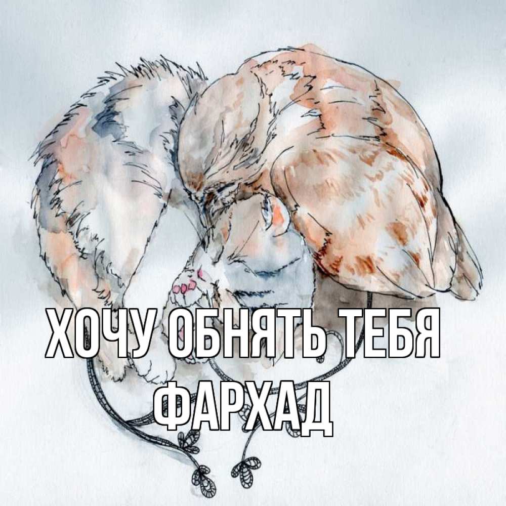 Открытка на каждый день с именем, Фархад Хочу обнять тебя можно быть вместе даже когда очень разные Прикольная открытка с пожеланием онлайн скачать бесплатно 