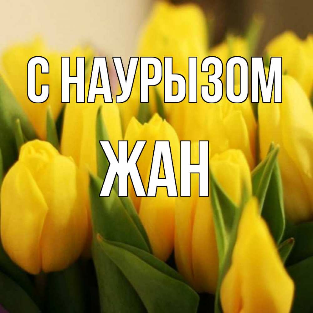 Открытка на каждый день с именем, Жан С наурызом цветы Прикольная открытка с пожеланием онлайн скачать бесплатно 