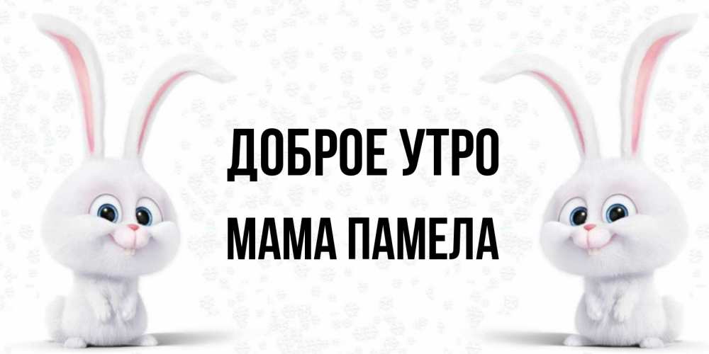 Открытка на каждый день с именем, Мама-Памела Доброе утро кролики с длинными ушками Прикольная открытка с пожеланием онлайн скачать бесплатно 