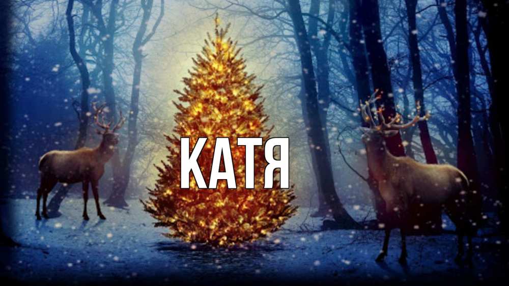 Открытка на каждый день с именем, Катя Главная олени, новогодняя елка Прикольная открытка с пожеланием онлайн скачать бесплатно 