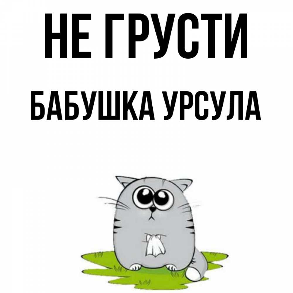 Открытка на каждый день с именем, Бабушка-Урсула Не грусти грустный котяра Прикольная открытка с пожеланием онлайн скачать бесплатно 