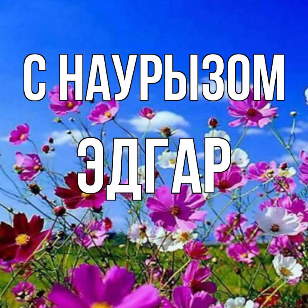 Открытка на каждый день с именем, Эдгар С наурызом цветы Прикольная открытка с пожеланием онлайн скачать бесплатно 