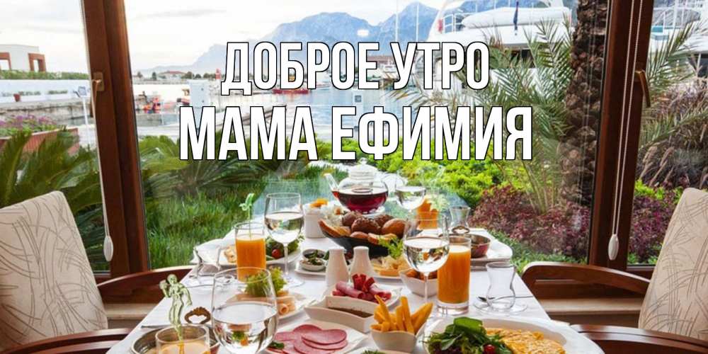 Открытка на каждый день с именем, Мама-Ефимия Доброе утро тропическое утро Прикольная открытка с пожеланием онлайн скачать бесплатно 