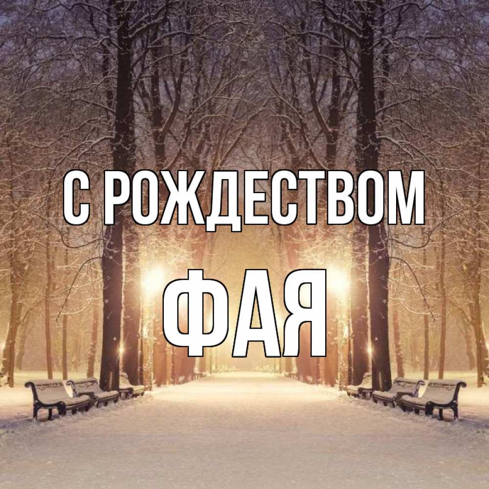 Открытка на каждый день с именем, Фая С рождеством зима, парк, фонарь, лес Прикольная открытка с пожеланием онлайн скачать бесплатно 