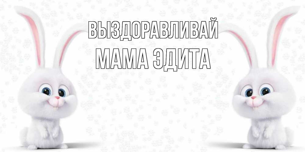 Открытка на каждый день с именем, Мама-Эдита Выздоравливай не болей с зайцем Прикольная открытка с пожеланием онлайн скачать бесплатно 