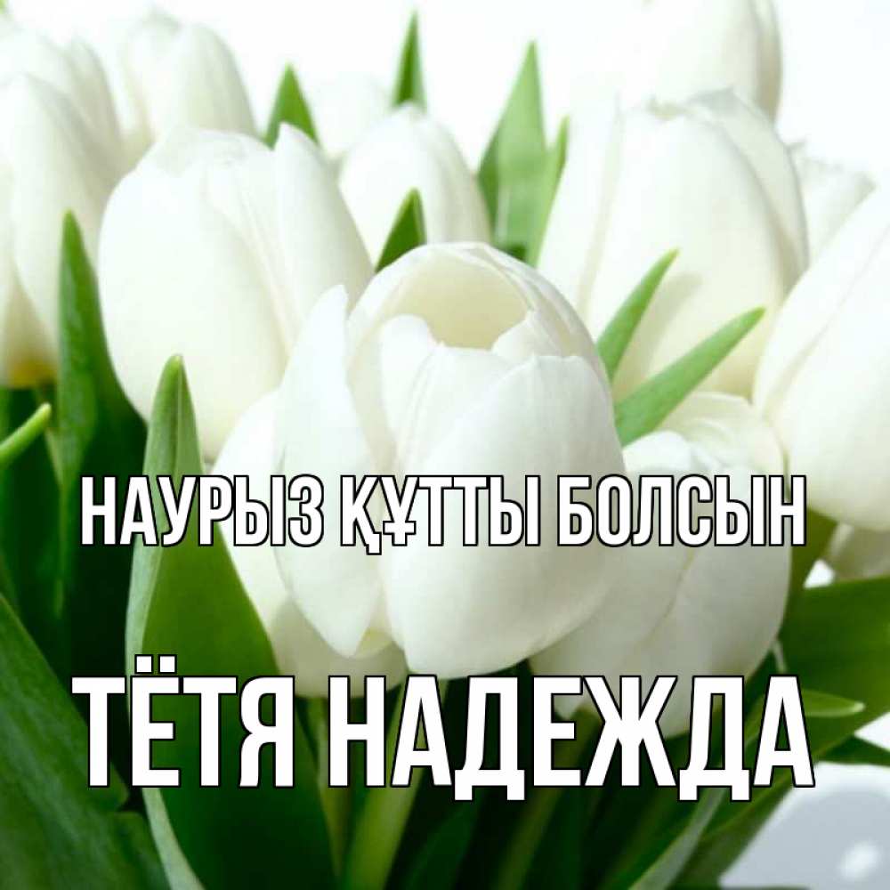 Открытка на каждый день с именем, Тётя-Надежда Наурыз құтты болсын цветы Прикольная открытка с пожеланием онлайн скачать бесплатно 