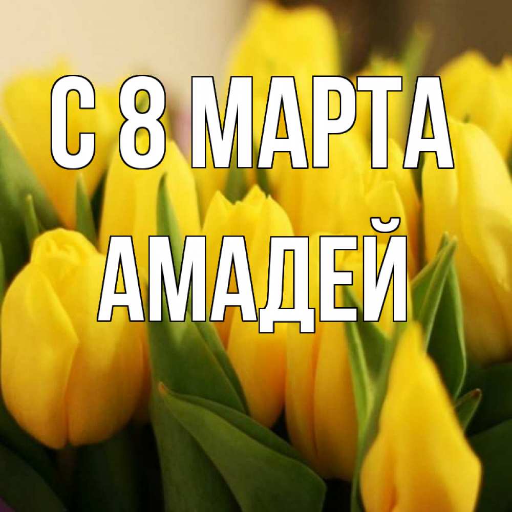 Открытка на каждый день с именем, Амадей С 8 МАРТА цветы Прикольная открытка с пожеланием онлайн скачать бесплатно 