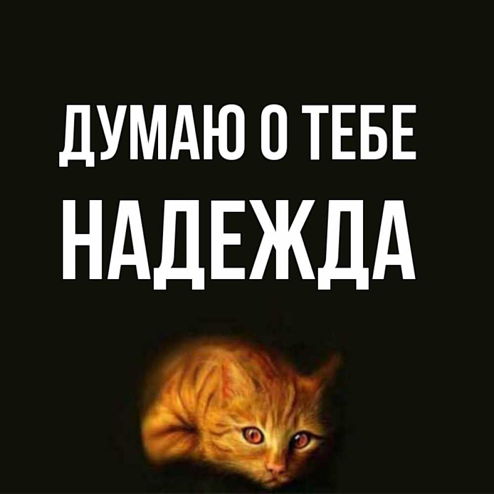 Открытка на каждый день с именем, Надежда Думаю о тебе рыжий Прикольная открытка с пожеланием онлайн скачать бесплатно 