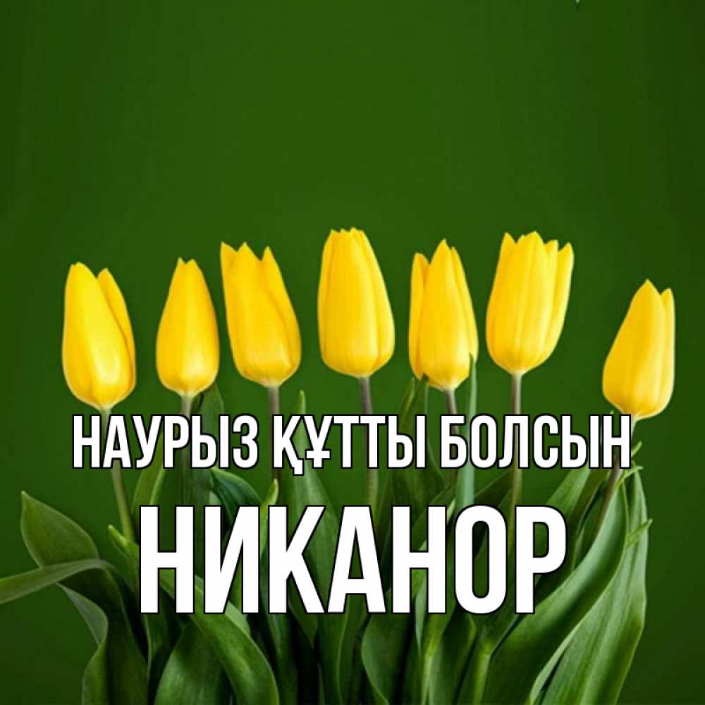 Открытка на каждый день с именем, Никанор Наурыз құтты болсын желтого цвета 3 Прикольная открытка с пожеланием онлайн скачать бесплатно 