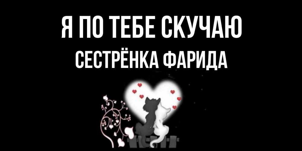 Открытка на каждый день с именем, Сестрёнка-Фарида Я по тебе скучаю коты Прикольная открытка с пожеланием онлайн скачать бесплатно 