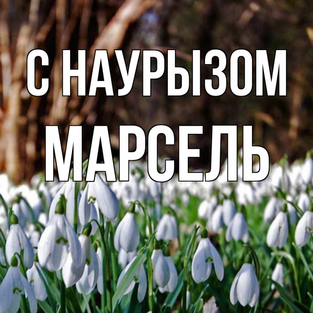 Открытка на каждый день с именем, Марсель С наурызом с подснежниками 1 Прикольная открытка с пожеланием онлайн скачать бесплатно 