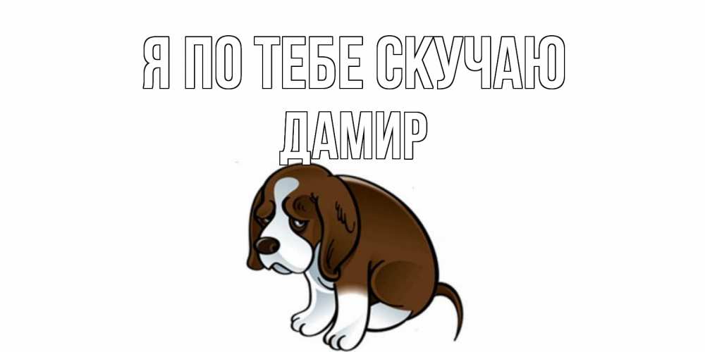 Открытка на каждый день с именем, Дамир Я по тебе скучаю я по тебе скучаю с щенком Прикольная открытка с пожеланием онлайн скачать бесплатно 