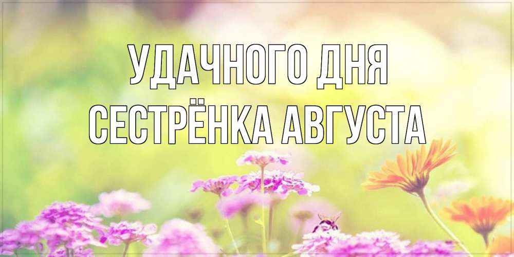Открытка на каждый день с именем, Сестрёнка-Августа Удачного дня красивая открытка с летней темой Прикольная открытка с пожеланием онлайн скачать бесплатно 