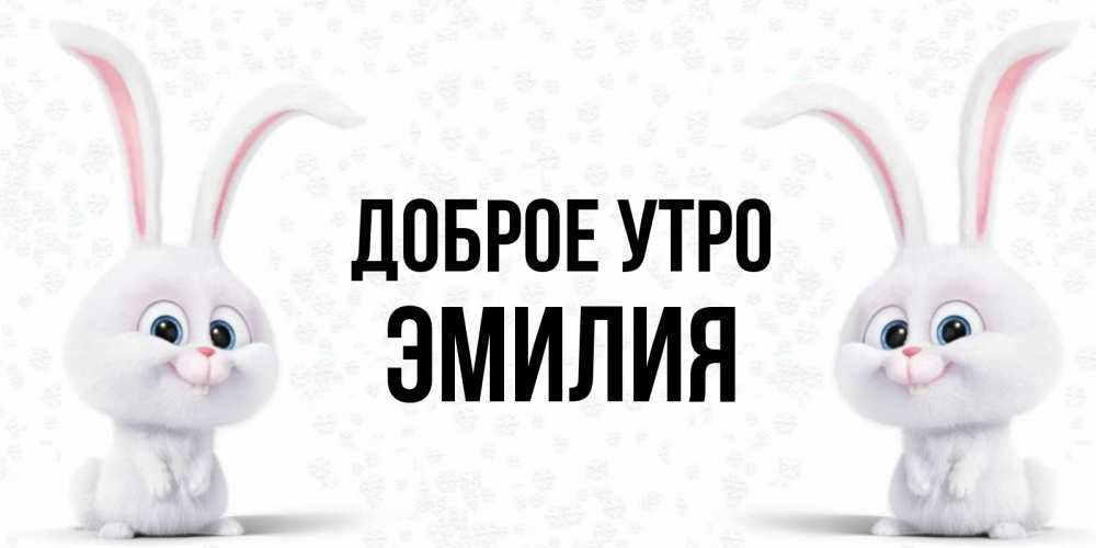 Открытка на каждый день с именем, Эмилия Доброе утро кролики с длинными ушками Прикольная открытка с пожеланием онлайн скачать бесплатно 