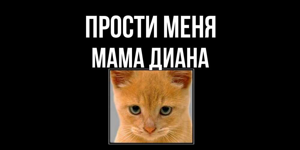 Открытка на каждый день с именем, Мама-Диана Прости меня рыжий грустный кот просит прощения Прикольная открытка с пожеланием онлайн скачать бесплатно 