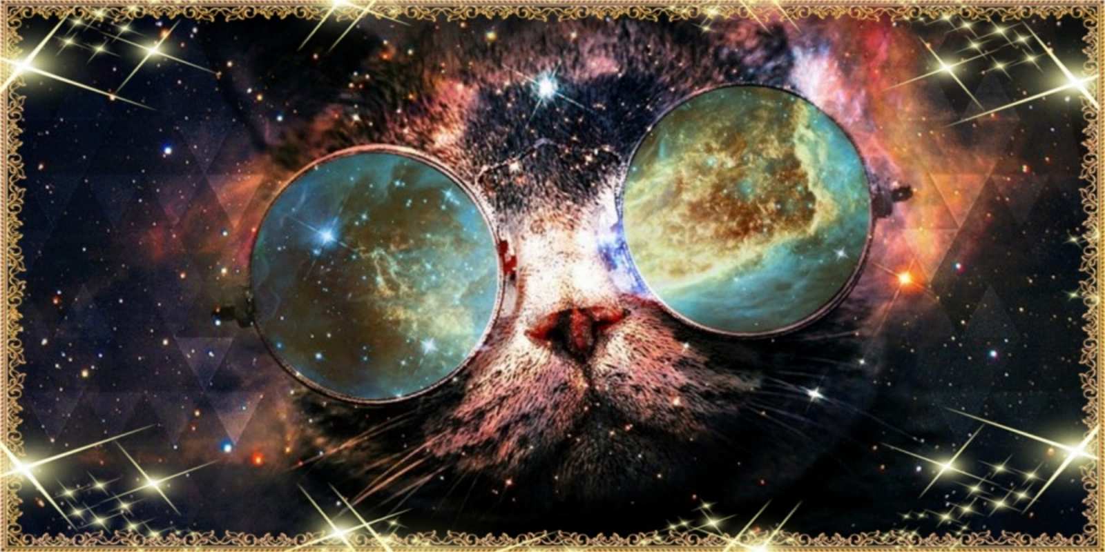 Открытка космический кот прекрасная ночь Спокойной ночи 