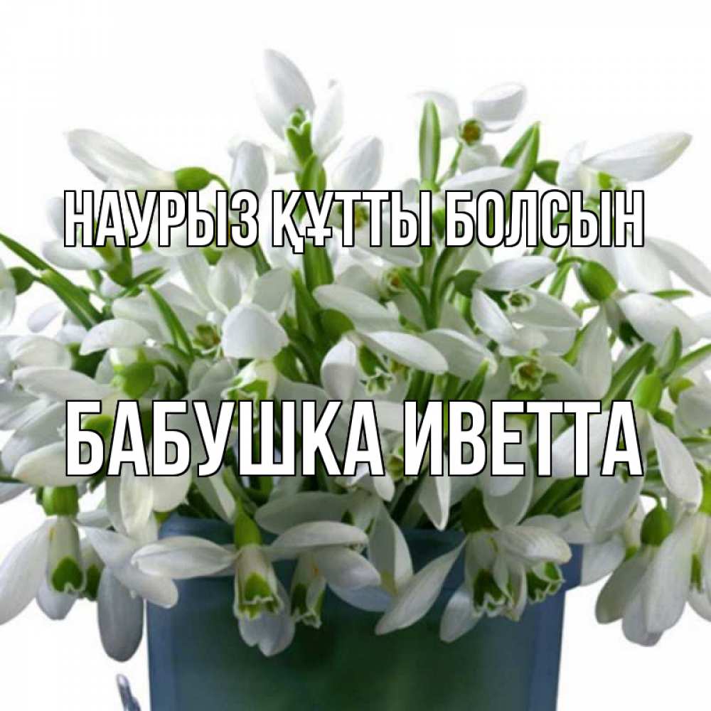 Открытка на каждый день с именем, Бабушка-Иветта Наурыз құтты болсын цветы к наурызу Прикольная открытка с пожеланием онлайн скачать бесплатно 
