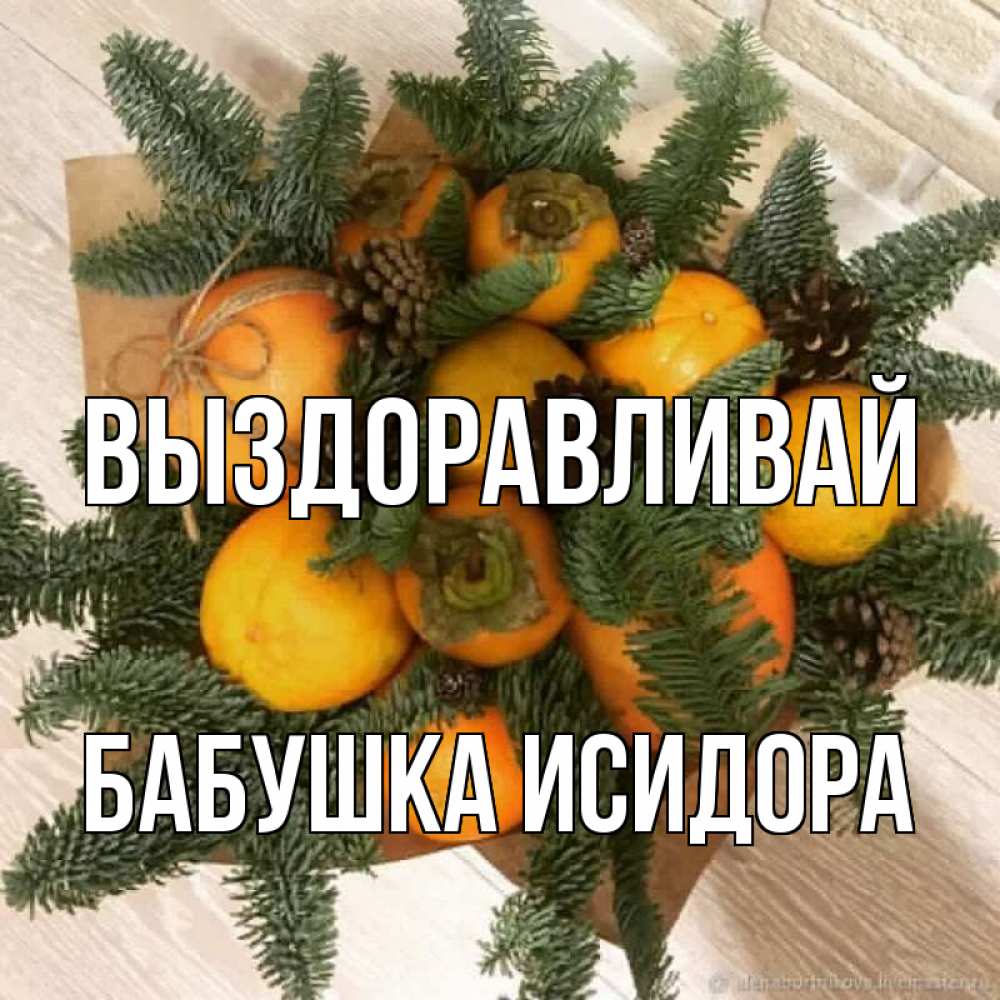 Открытка на каждый день с именем, Бабушка-Исидора Выздоравливай апельсины и хурьма Прикольная открытка с пожеланием онлайн скачать бесплатно 
