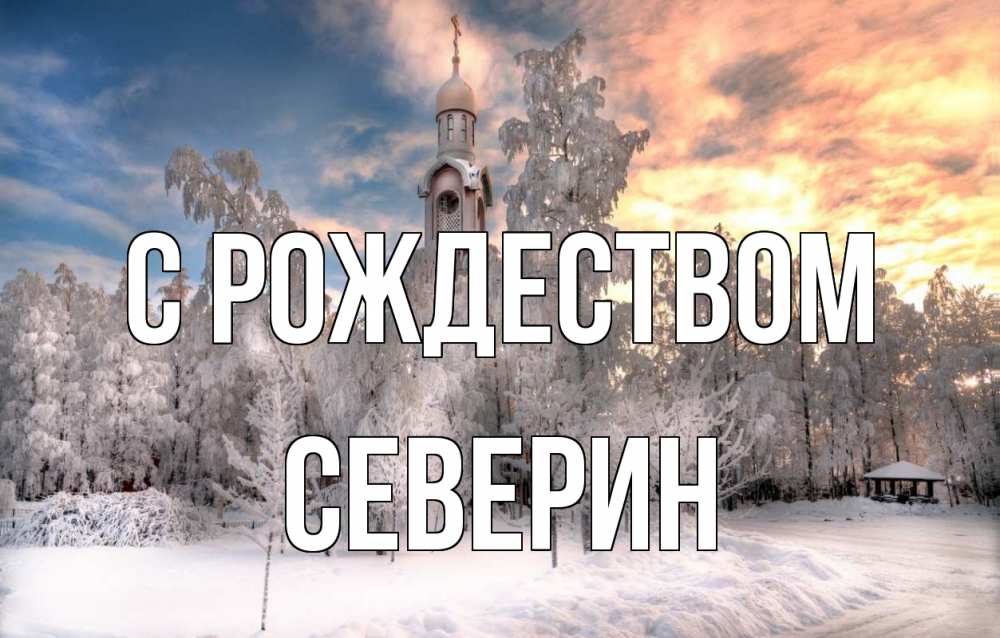 Открытка на каждый день с именем, Северин С рождеством лес, зима 2 Прикольная открытка с пожеланием онлайн скачать бесплатно 