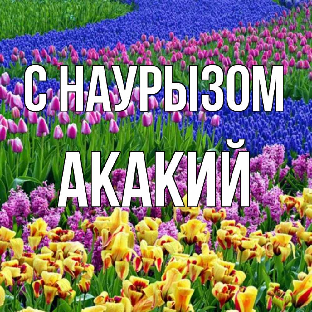 Открытка на каждый день с именем, Акакий С наурызом цветы Прикольная открытка с пожеланием онлайн скачать бесплатно 