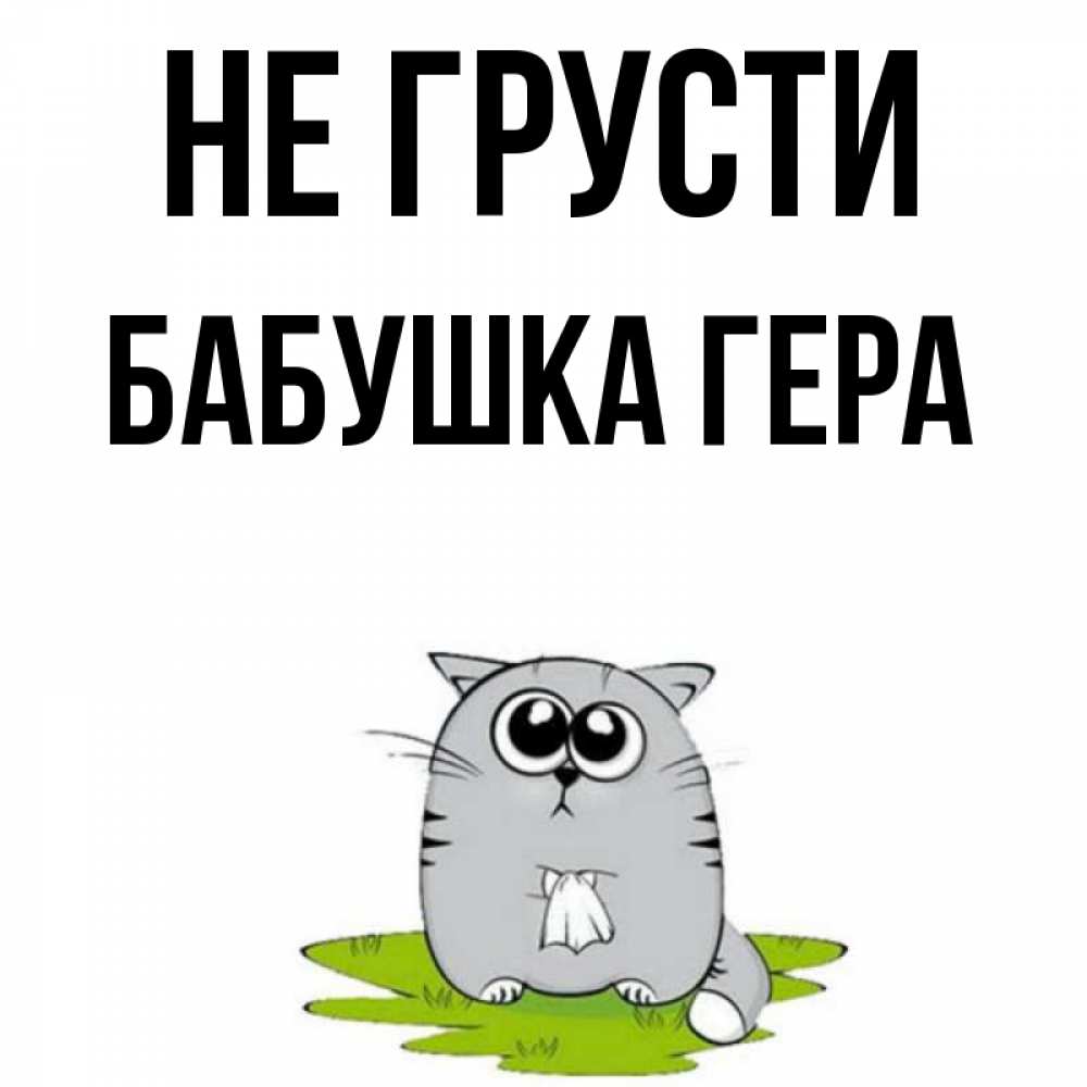 Открытка на каждый день с именем, Бабушка-Гера Не грусти грустный котяра Прикольная открытка с пожеланием онлайн скачать бесплатно 